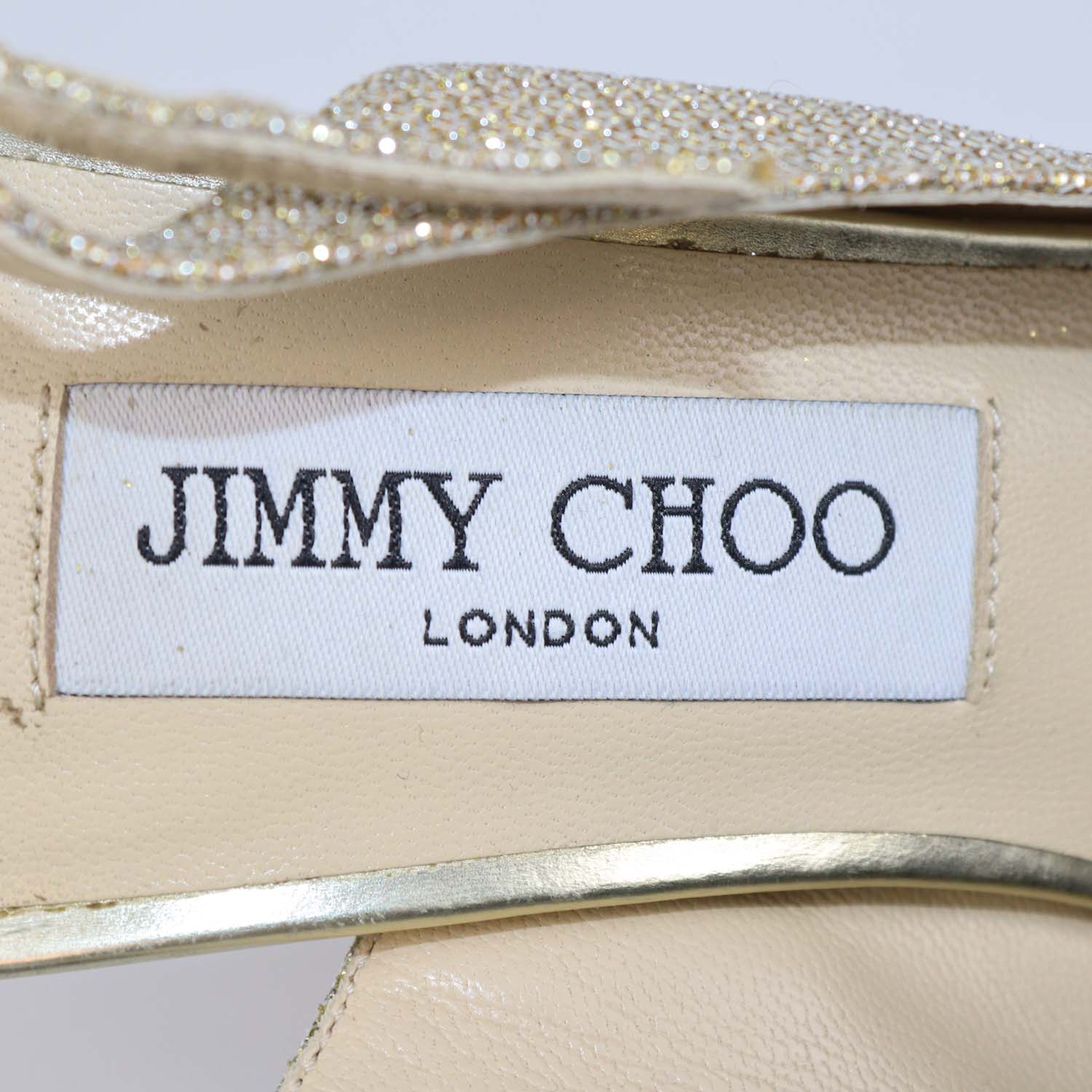 Jimmy Choo Gold Lurex Fabric Slingback Platform Sandals