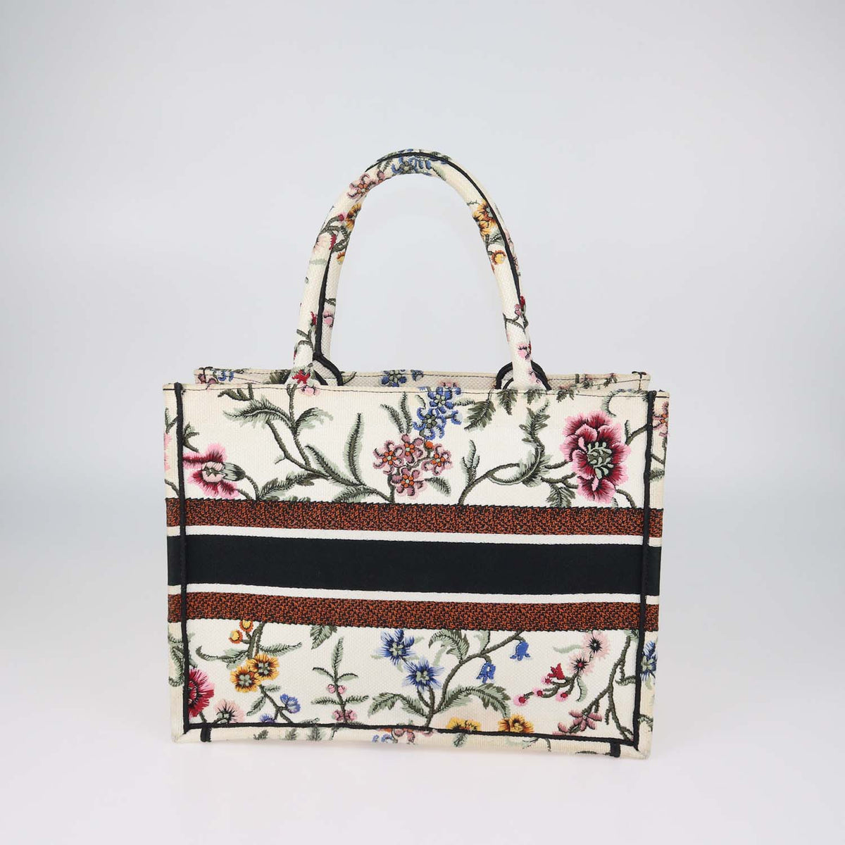 Christian Dior Multicolor Petites Fleurs Embroidered Canvas Medium Book Tote