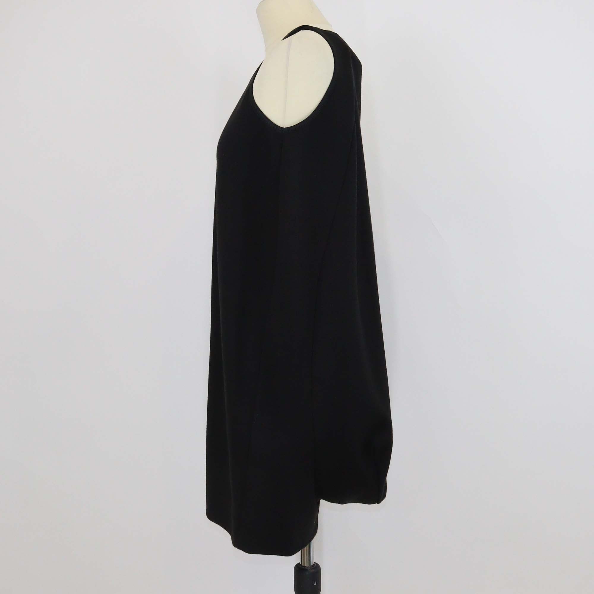 Yves Saint Laurent Black Nylon & Wool Blend Sleeveless Crew Neck Mini Dress