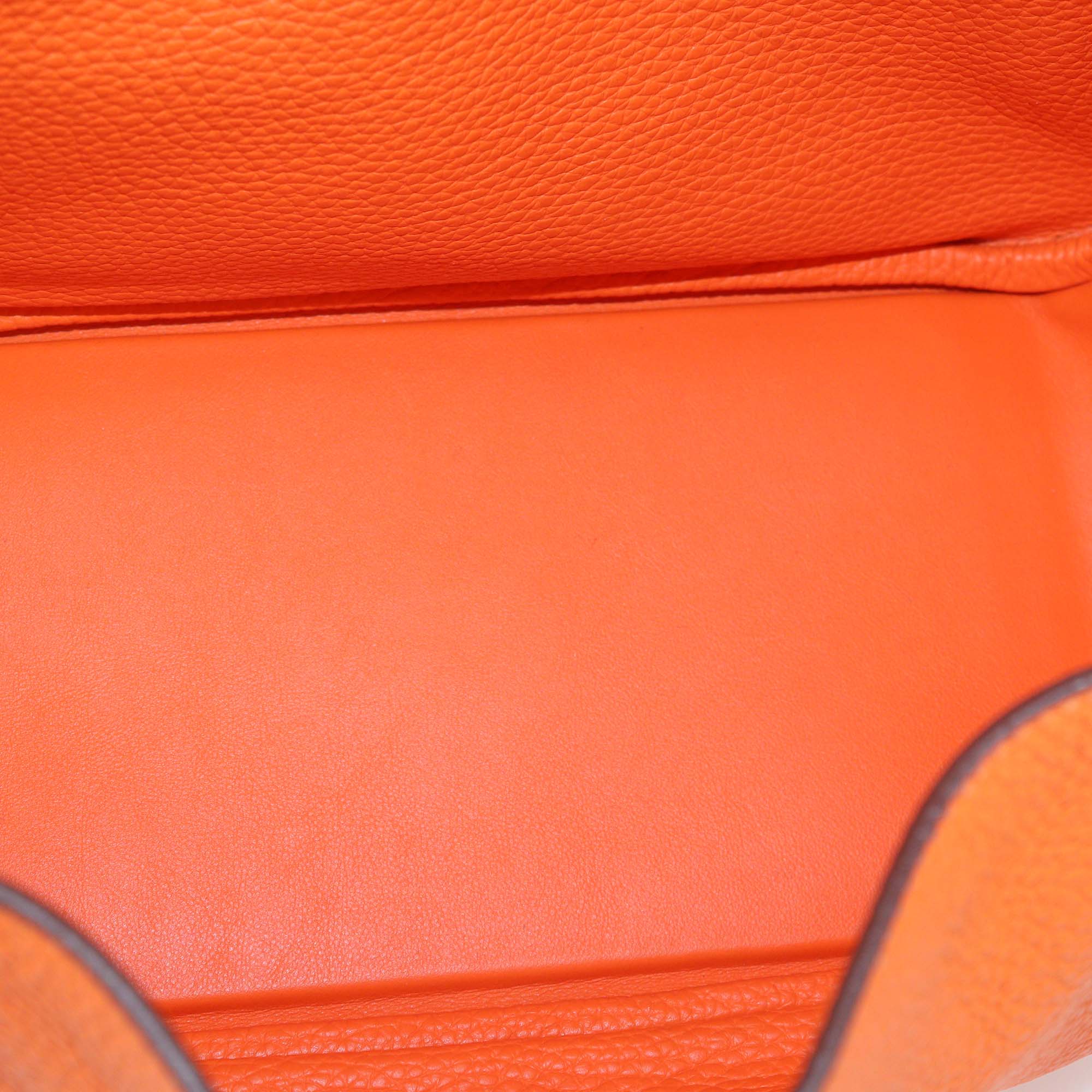 Hermes Orange Minium Clemence Leather Lindy 26 Bag