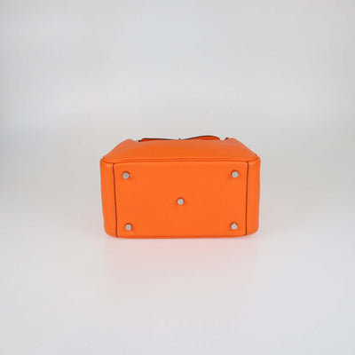 Hermes Orange Minium Clemence Leather Lindy 26 Bag