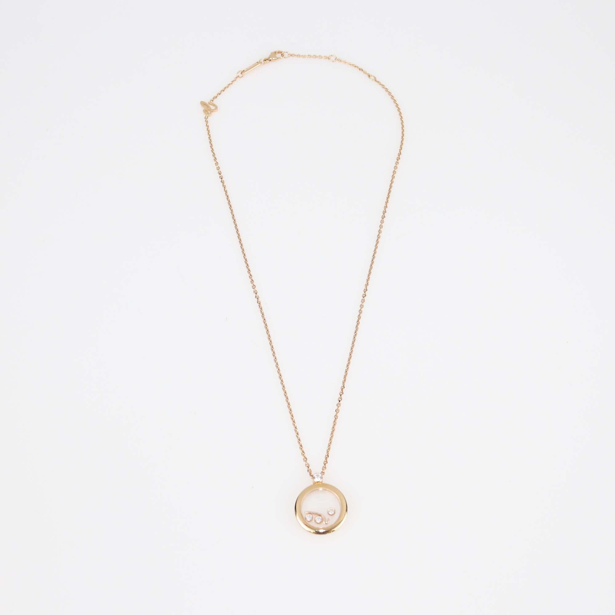 Chopard Happy Me Mim 18K Rose Gold Floating Diamond & Arabic Letter Necklace Womens Chopard 