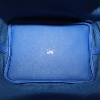 Hermes Egee/Bleu Royal Toile Goeland and Swift Leather Pockets Picotin Lock 18 Bag