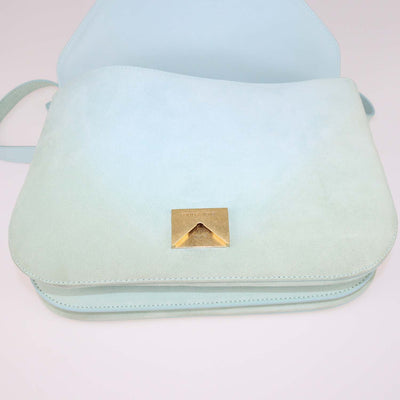 Bottega Veneta Light Green Suede Mount Envelope Shoulder Bag