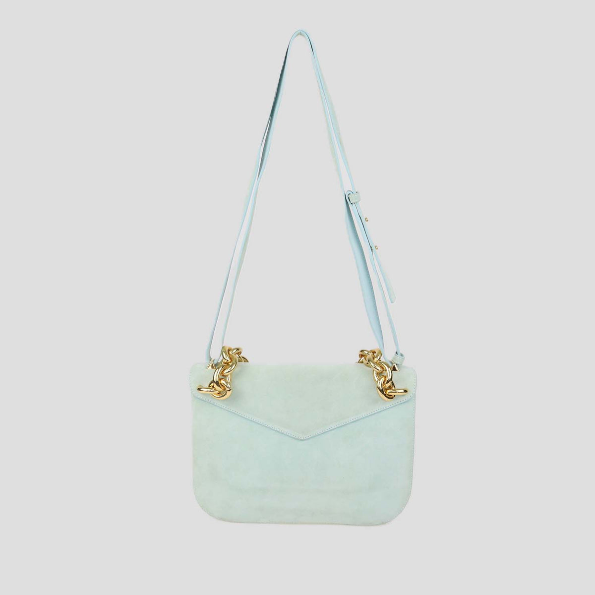 Bottega Veneta Light Green Suede Mount Envelope Shoulder Bag