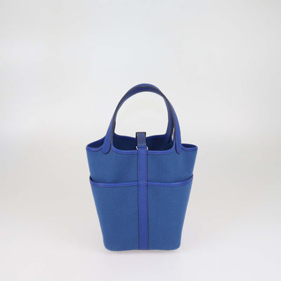 Hermes Egee/Bleu Royal Toile Goeland and Swift Leather Pockets Picotin Lock 18 Bag