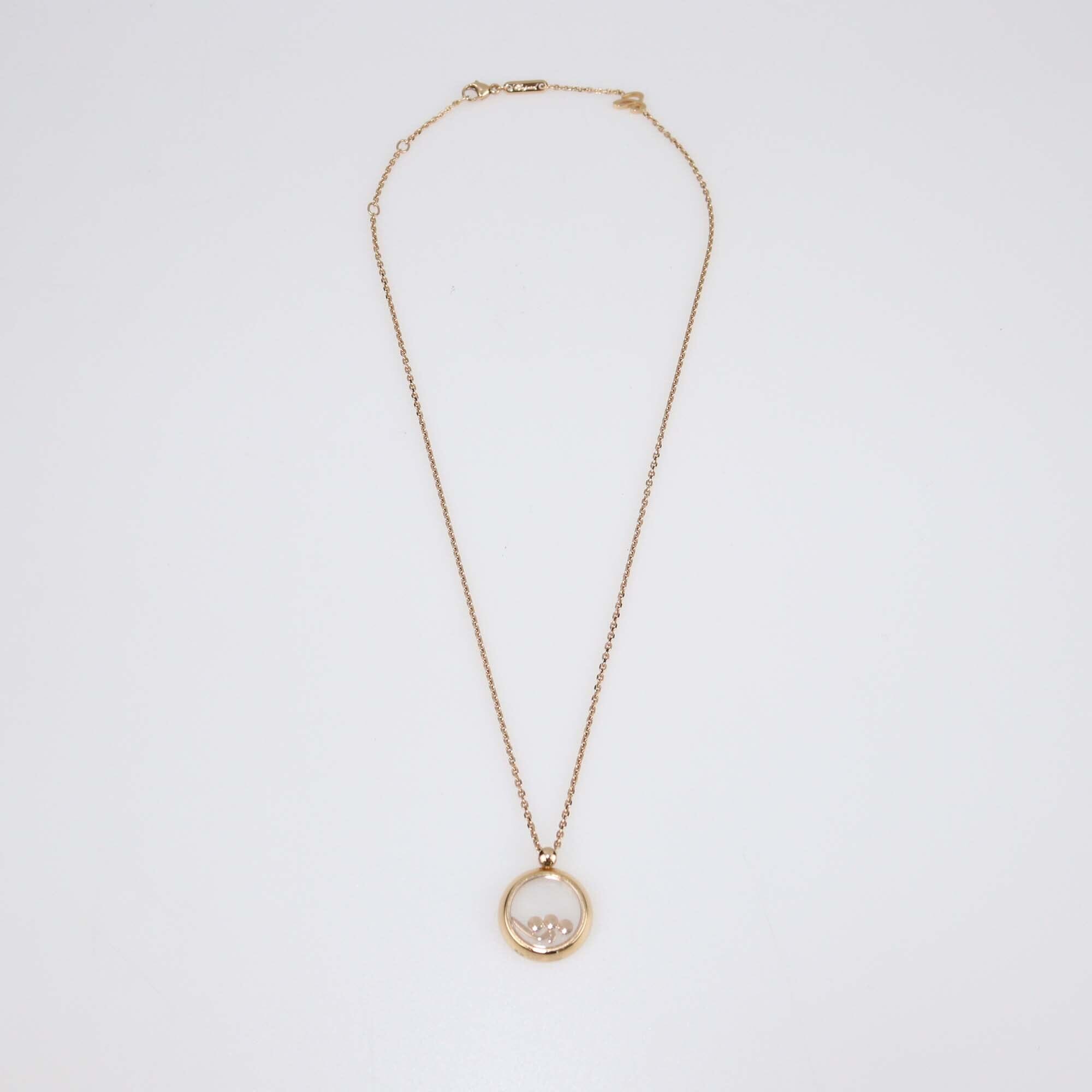 Chopard Happy Me Mim 18K Rose Gold Floating Diamond & Arabic Letter Necklace Womens Chopard 
