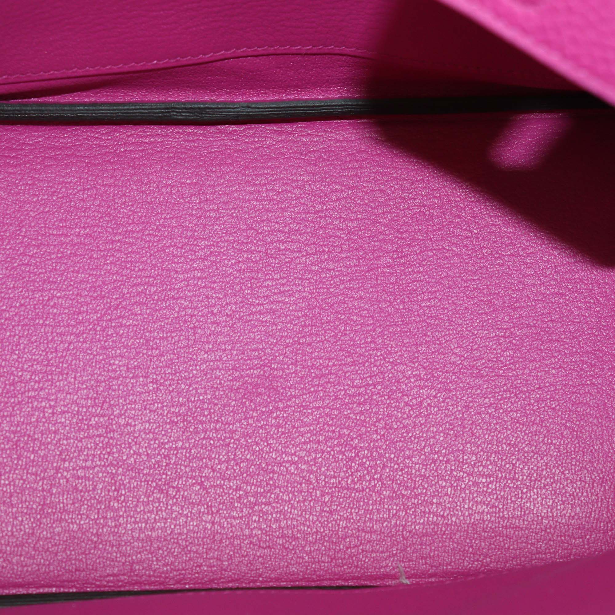 Hermes Rose Magnolia Clemence Leather Palladium Hardware Birkin 25 Bag