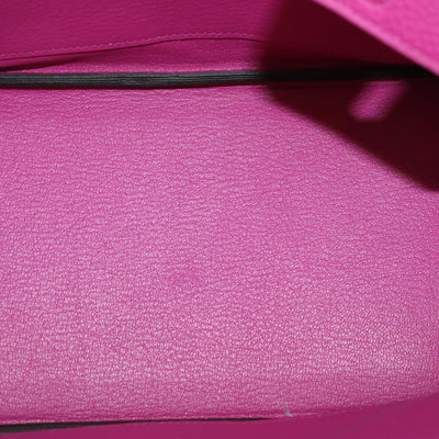Hermes Rose Magnolia Clemence Leather Palladium Hardware Birkin 25 Bag