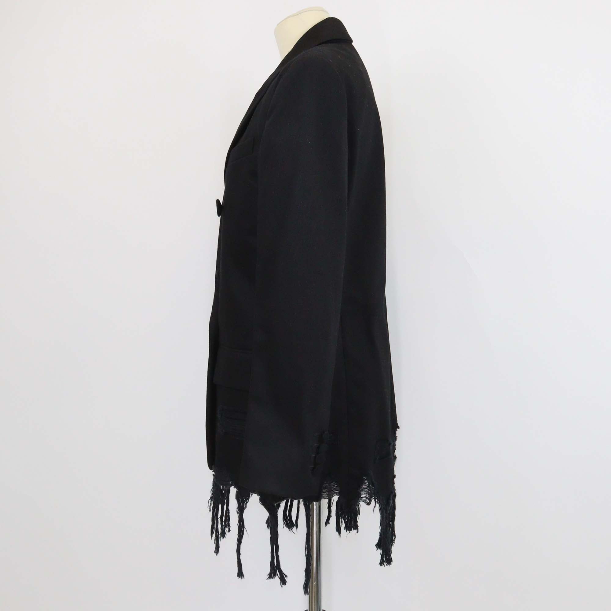Alexander Wang Black Denim Double Breasted Frayed Blazer