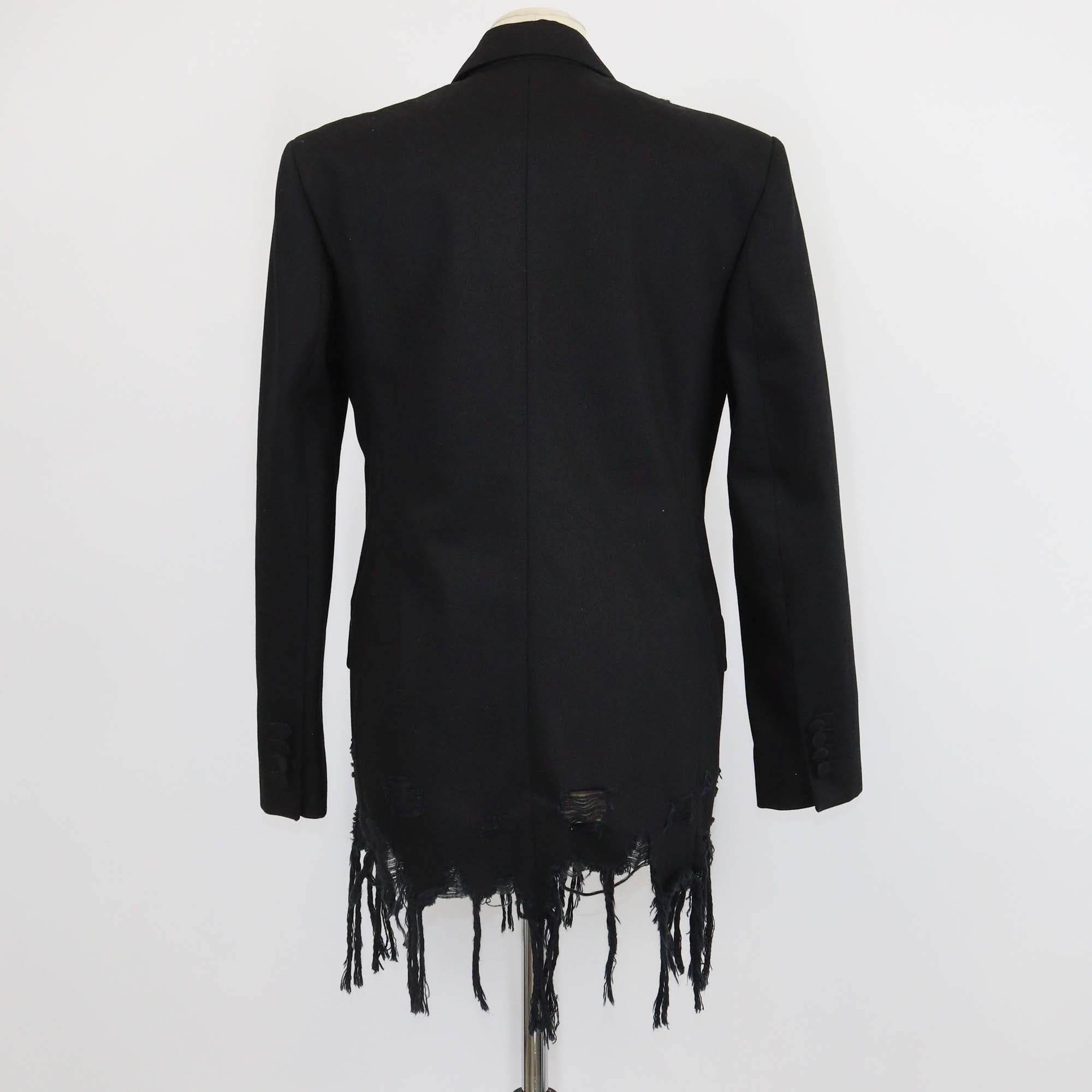 Alexander Wang Black Denim Double Breasted Frayed Blazer