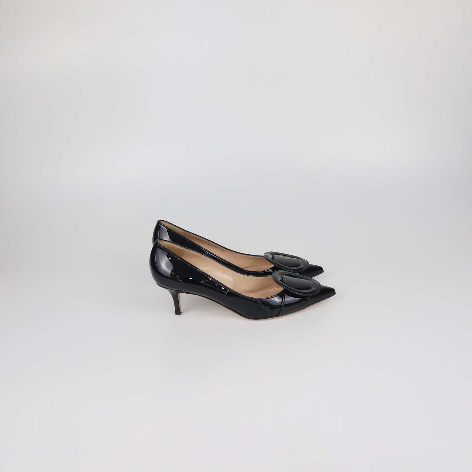 Gianvito Rossi Black Patent Leather Ruby Pointed Toe Pumps