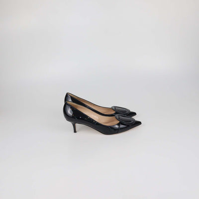 Gianvito Rossi Black Patent Leather Ruby Pointed Toe Pumps