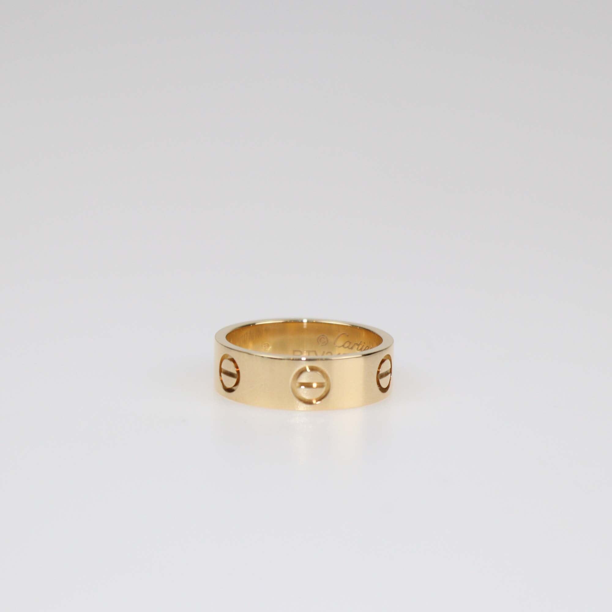 Cartier Love 18K Yellow Gold Small Band RIng Size 51 Womens Cartier 