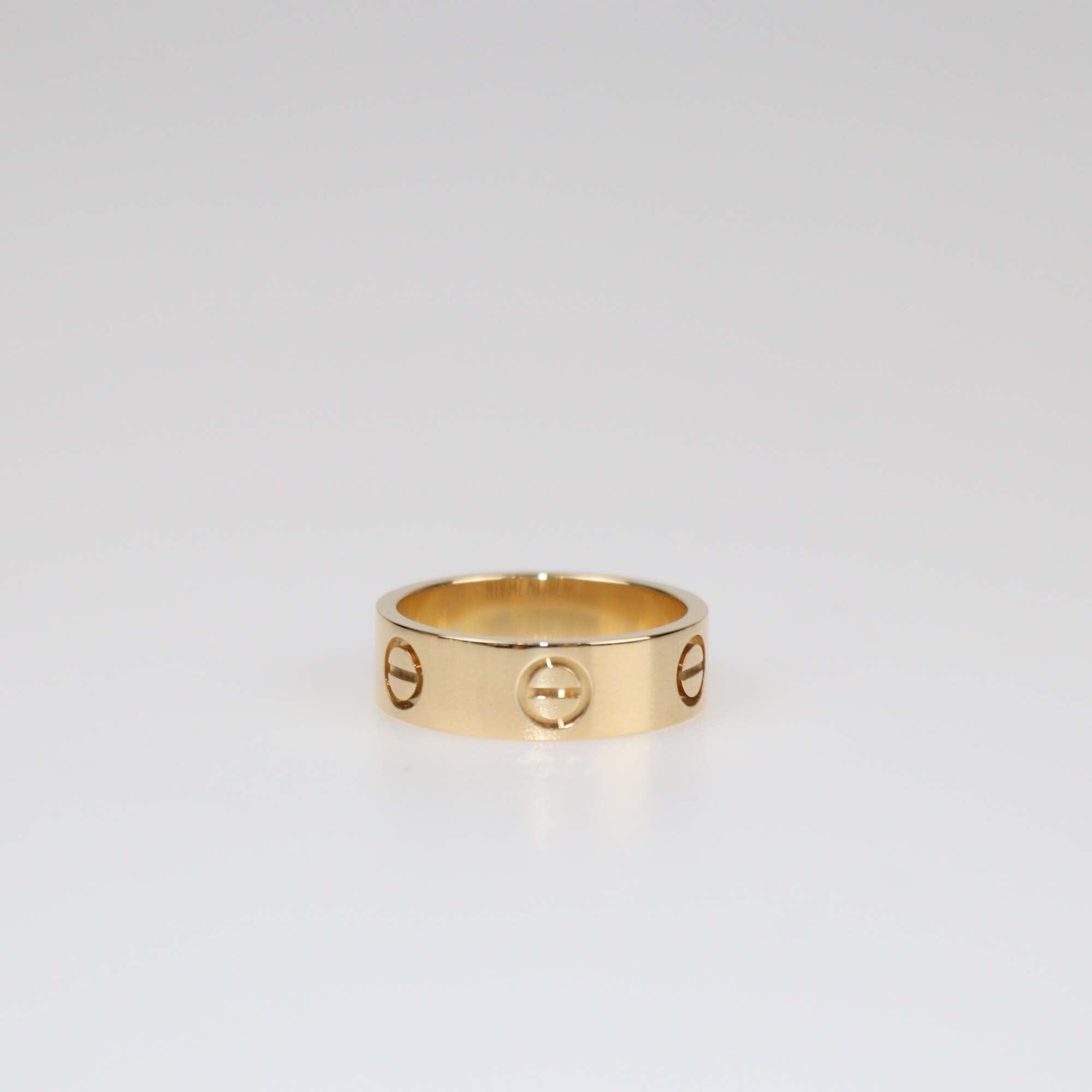 Cartier Love 18K Yellow Gold Small Band RIng Size 51 Womens Cartier 
