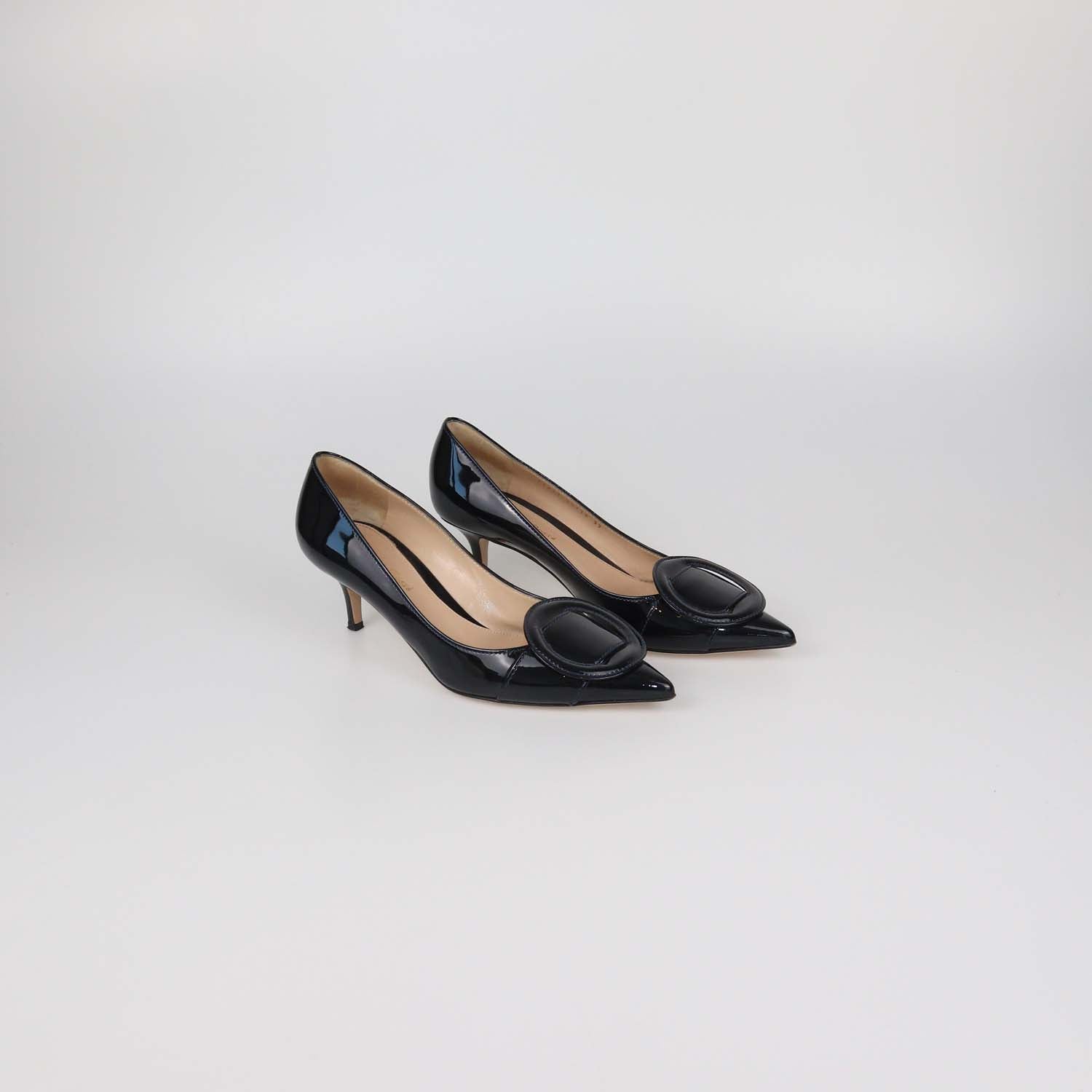 Gianvito Rossi Black Patent Leather Ruby Pointed Toe Pumps