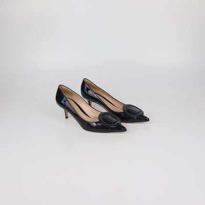 Gianvito Rossi Black Patent Leather Ruby Pointed Toe Pumps