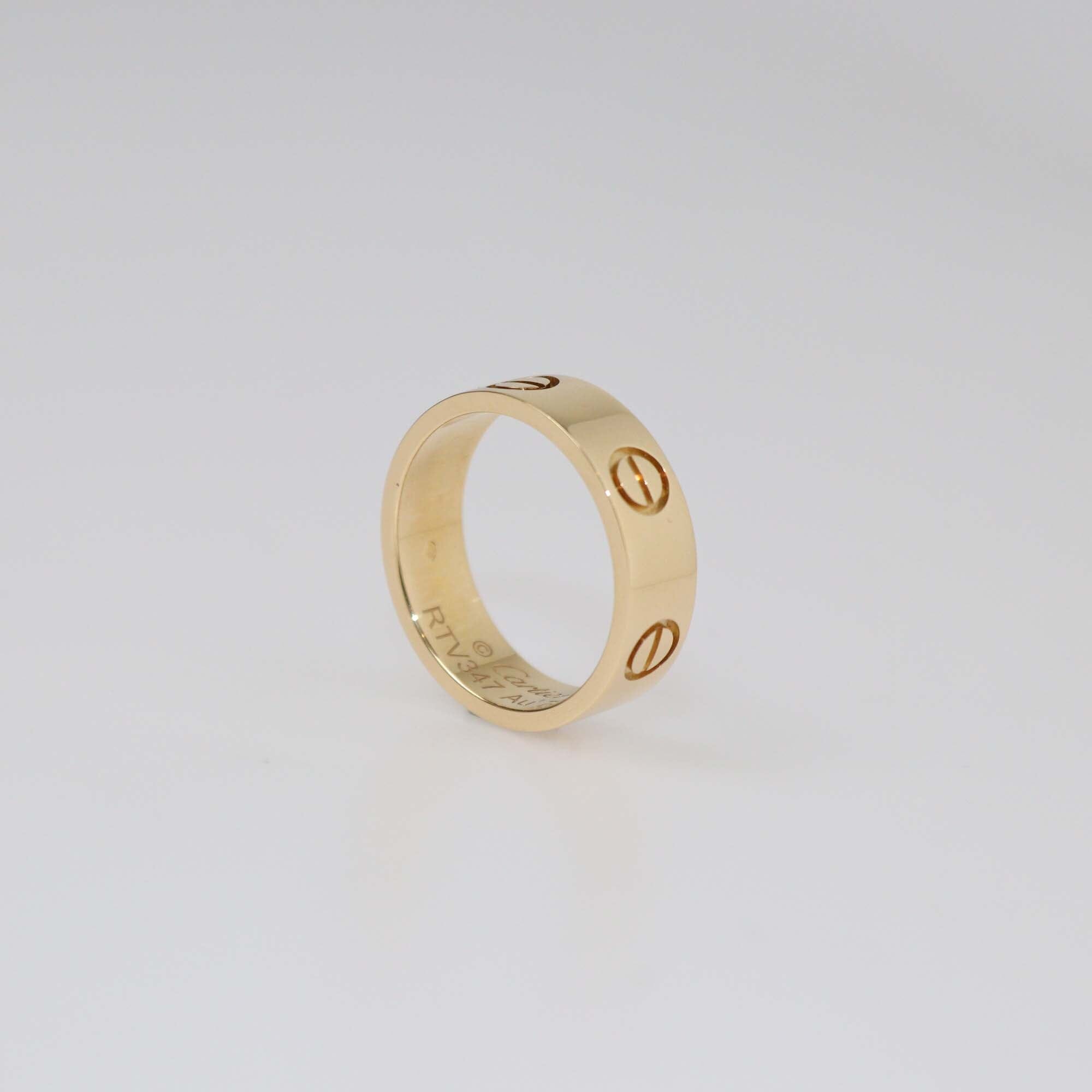 Cartier Love 18K Yellow Gold Small Band RIng Size 51 Womens Cartier 