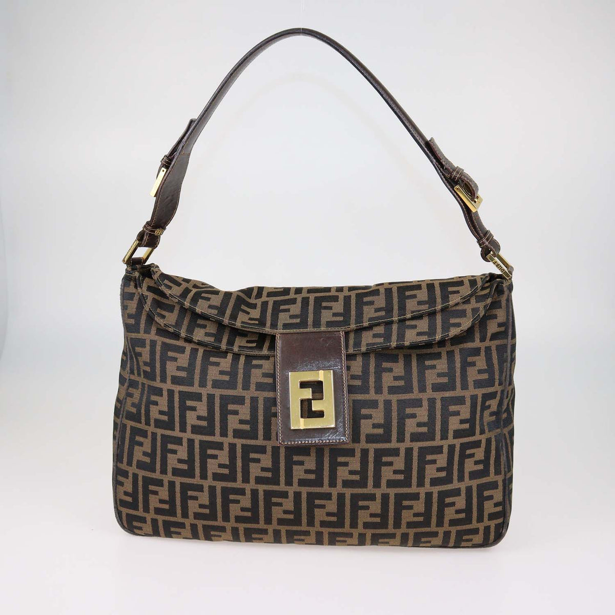 Fendi Tobacco Zucca Canvas Vintage Flap Hobo