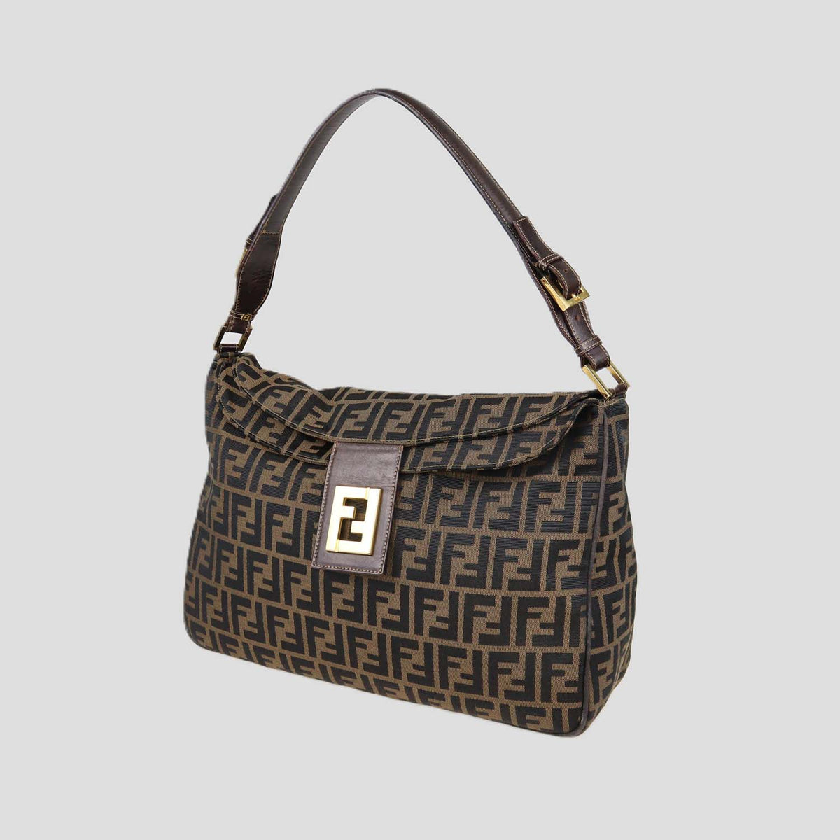 Fendi Tobacco Zucca Canvas Vintage Flap Hobo