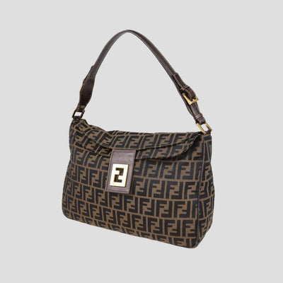 Fendi Tobacco Zucca Canvas Vintage Flap Hobo