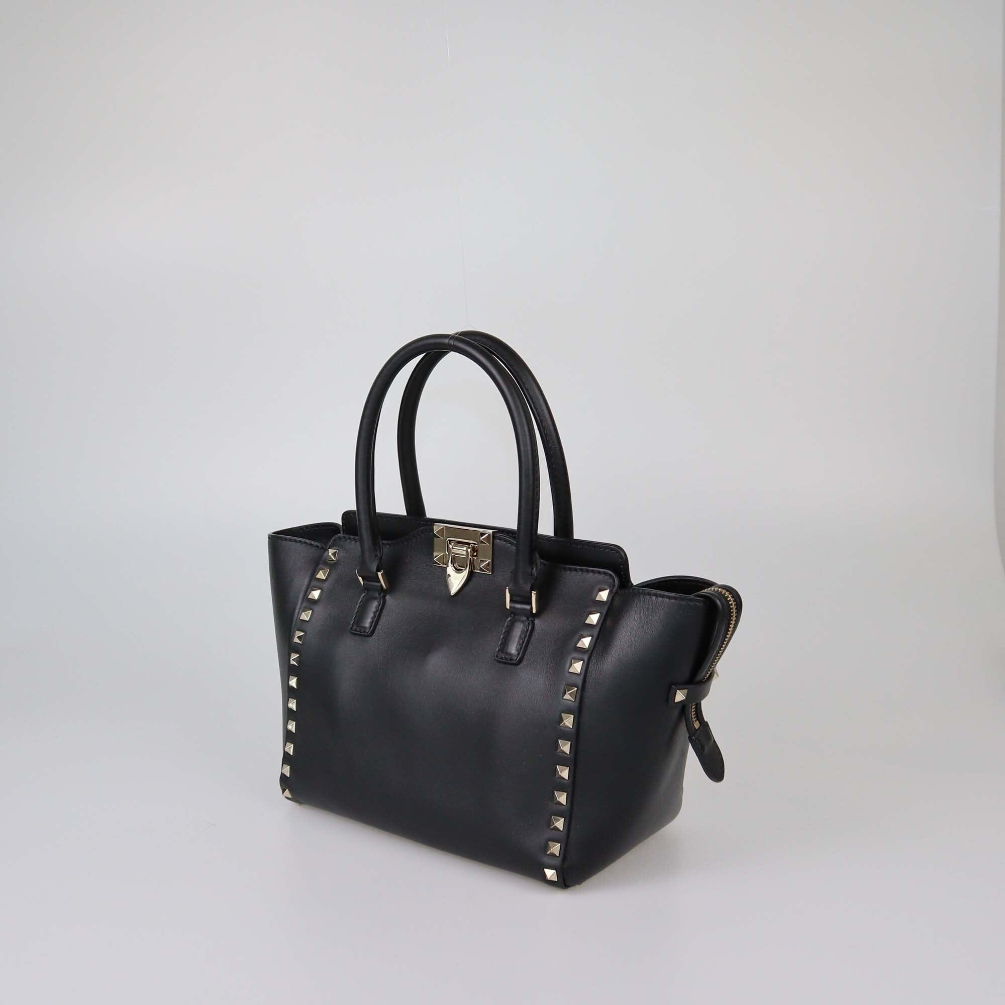 Valentino Black Small Rockstud Trapeze Top Handle Bag Womens Valentino 