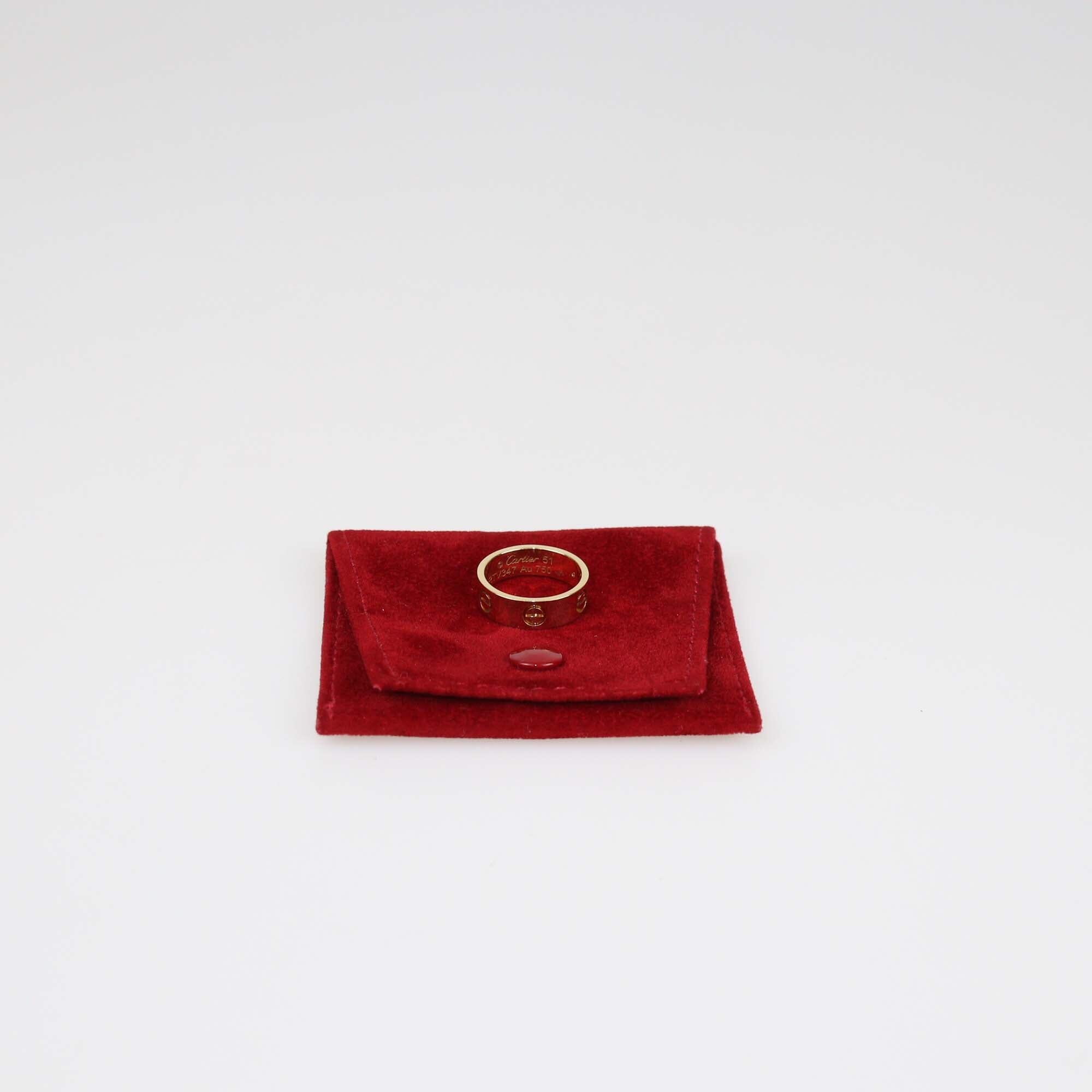 Cartier Love 18K Yellow Gold Small Band RIng Size 51 Womens Cartier 