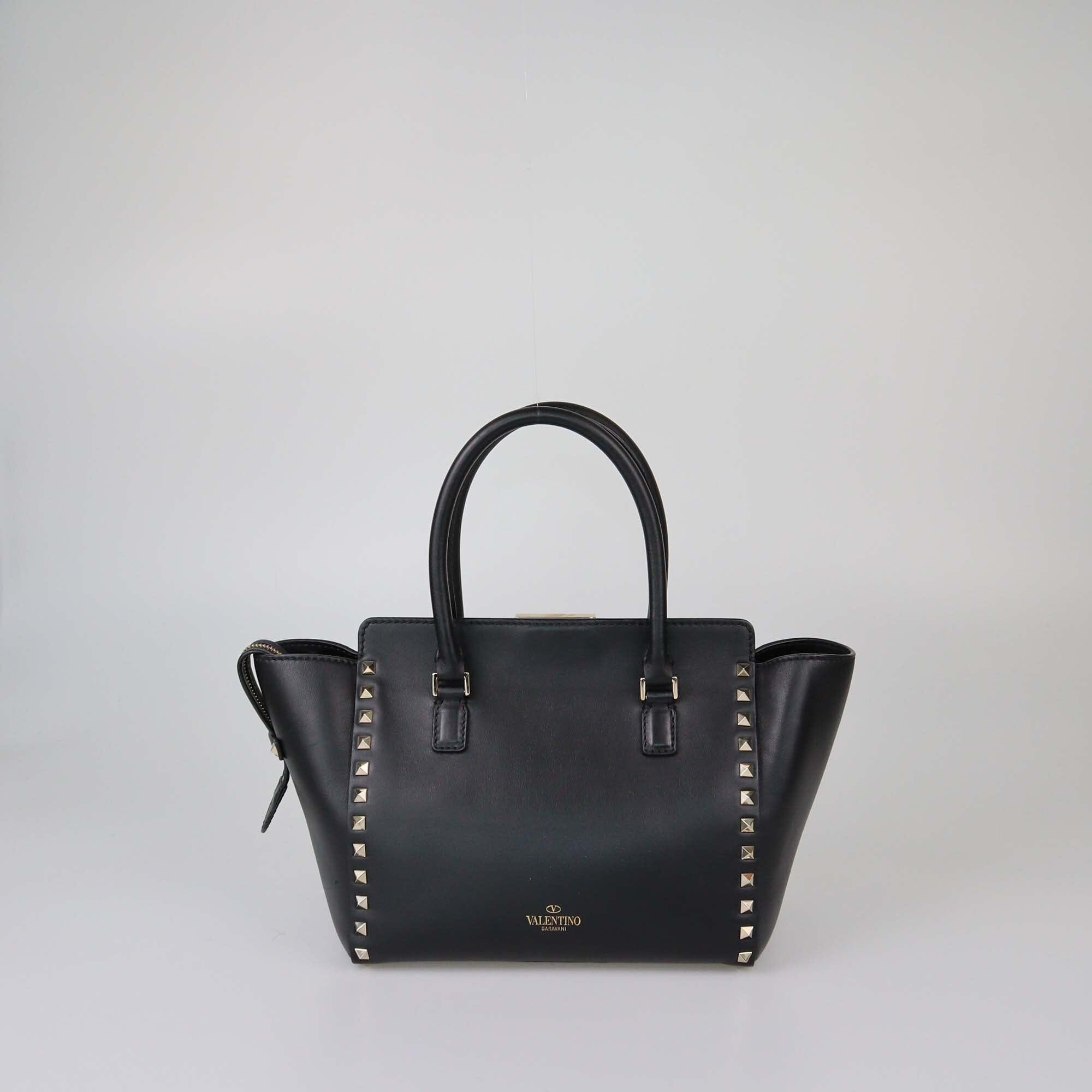 Valentino Black Small Rockstud Trapeze Top Handle Bag Womens Valentino 