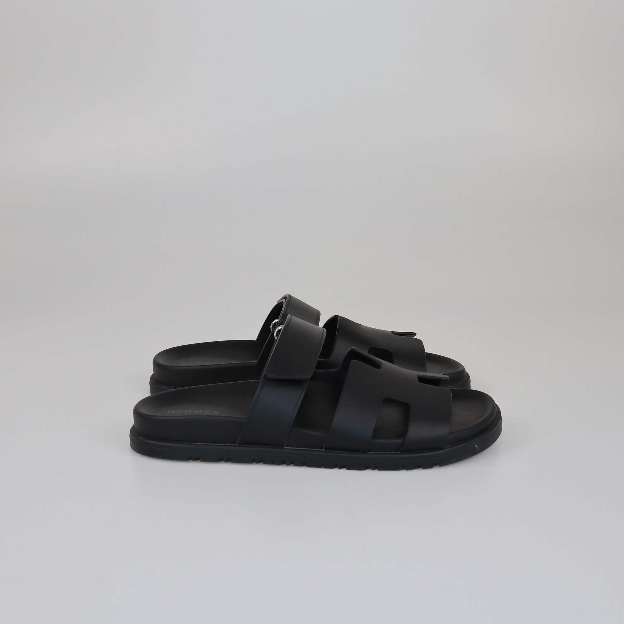 Hermes Black Chypre Sandals Womens Hermes 