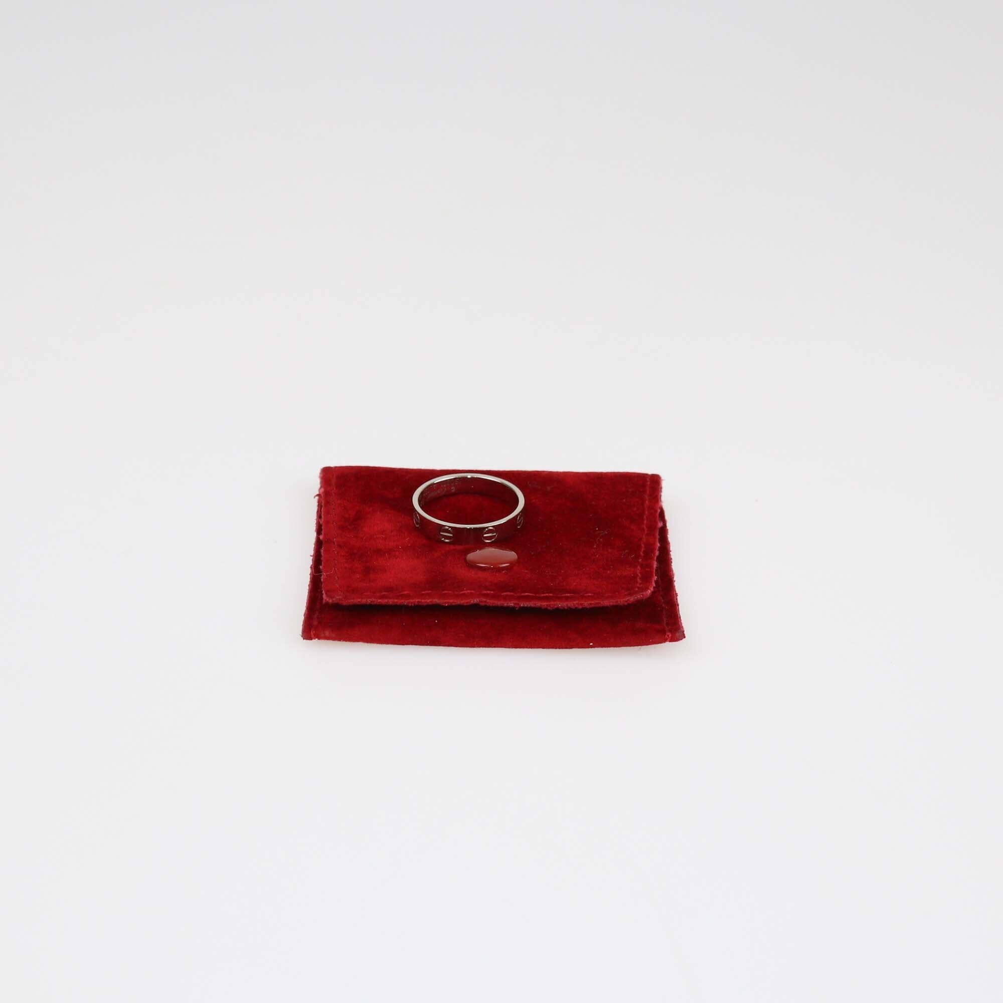 Cartier Love 18K White Gold Small Band RIng Size 54 Womens Cartier 