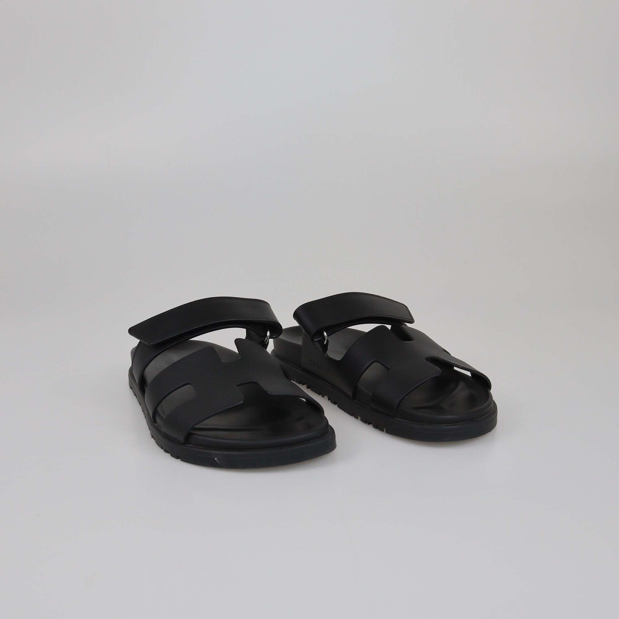 Hermes Black Chypre Sandals Womens Hermes 