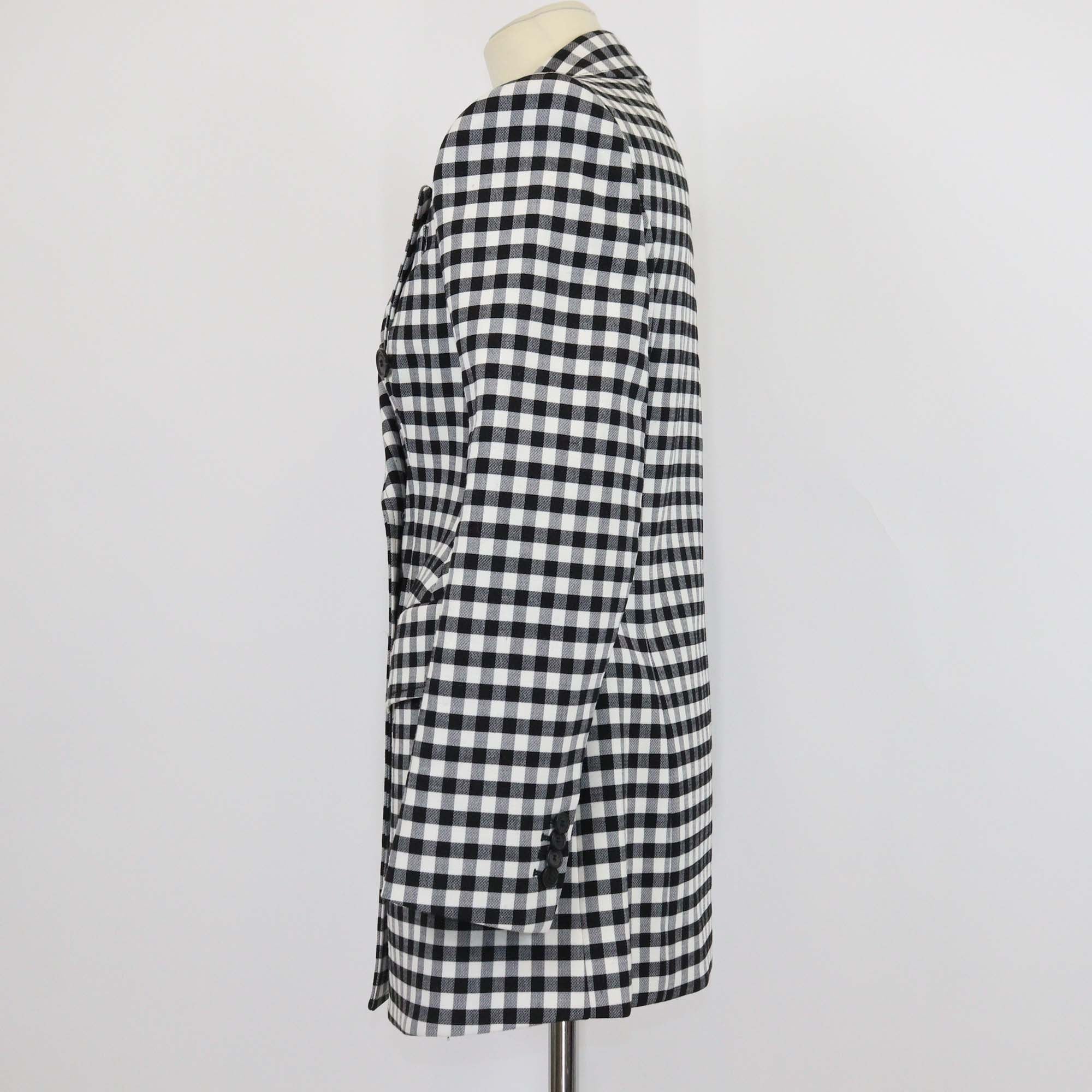 Balenciaga White/Black Hourglass Gingham Check Double Breasted Blazer