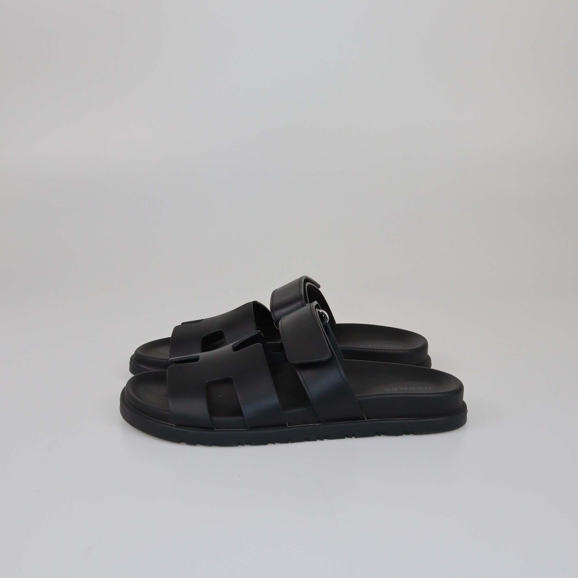 Hermes Black Chypre Sandals Womens Hermes 