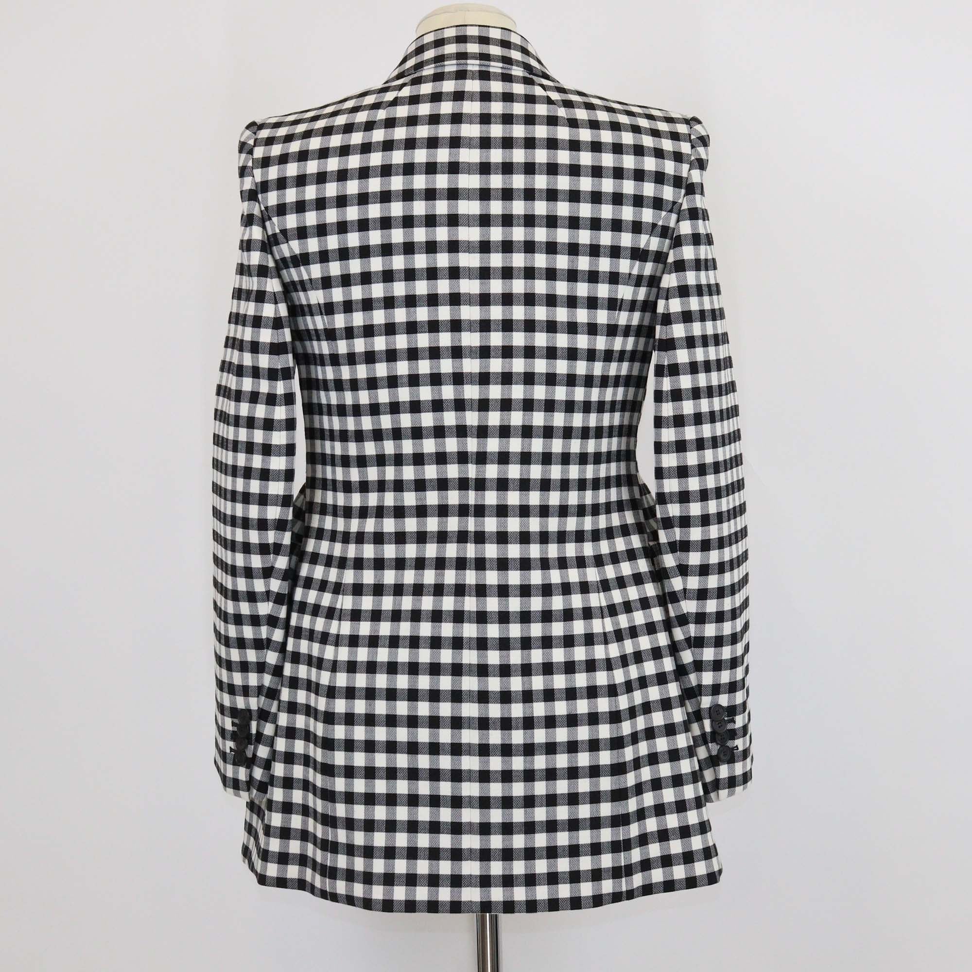 Balenciaga White/Black Hourglass Gingham Check Double Breasted Blazer