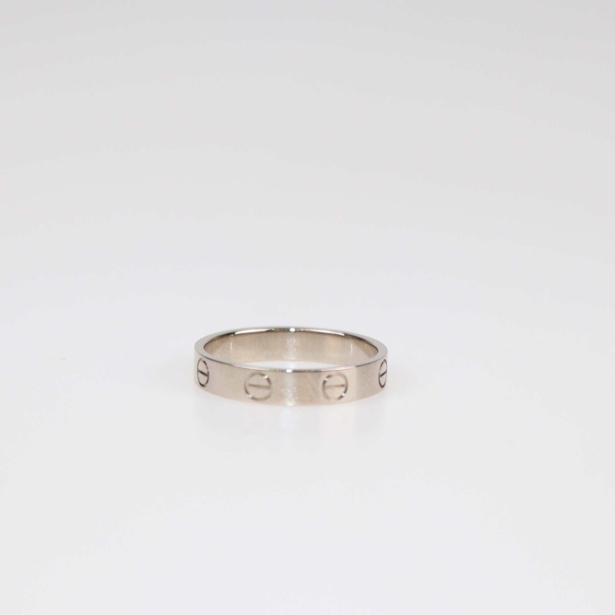 Cartier Love 18K White Gold Small Band RIng Size 54 Womens Cartier 