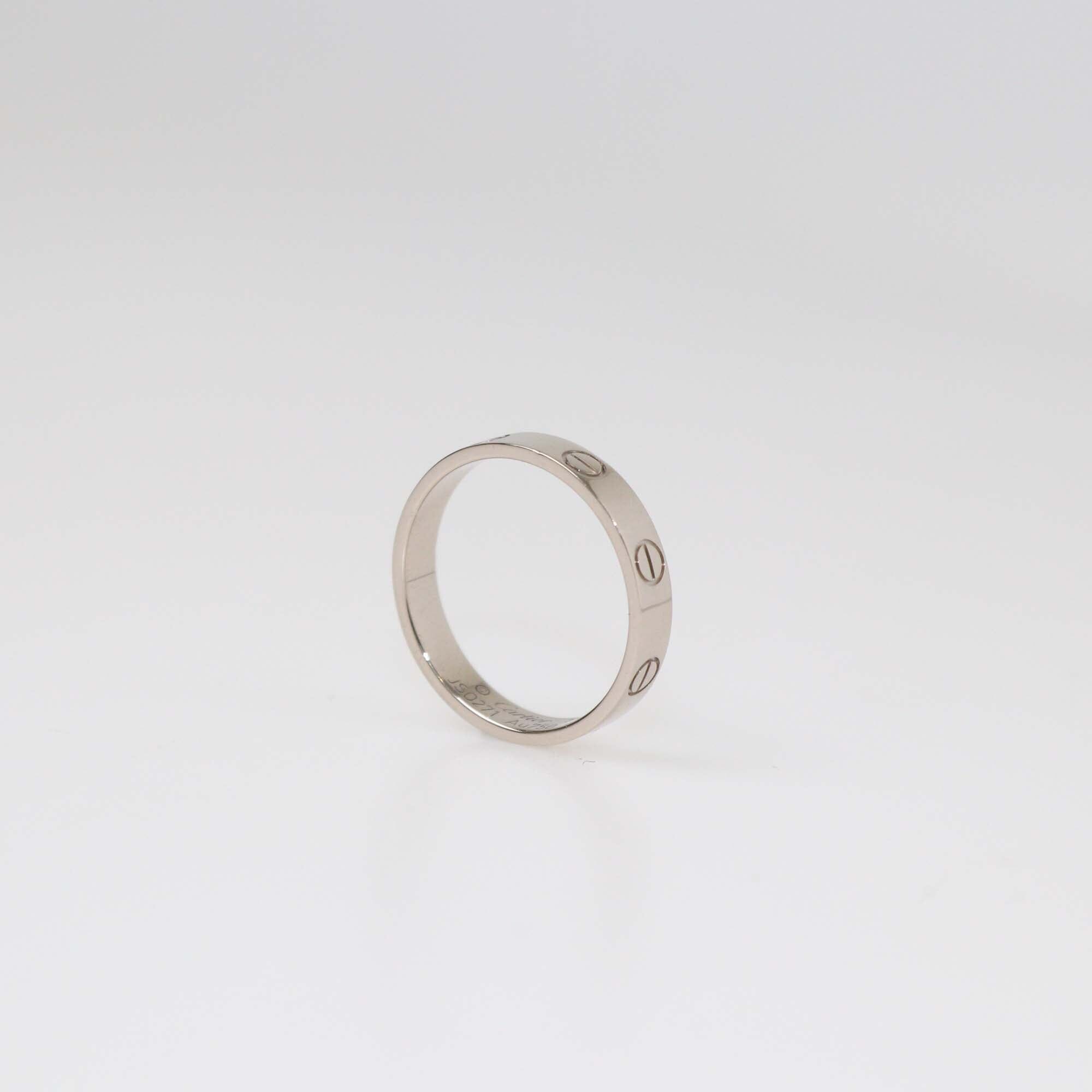 Cartier Love 18K White Gold Small Band RIng Size 54 Womens Cartier 