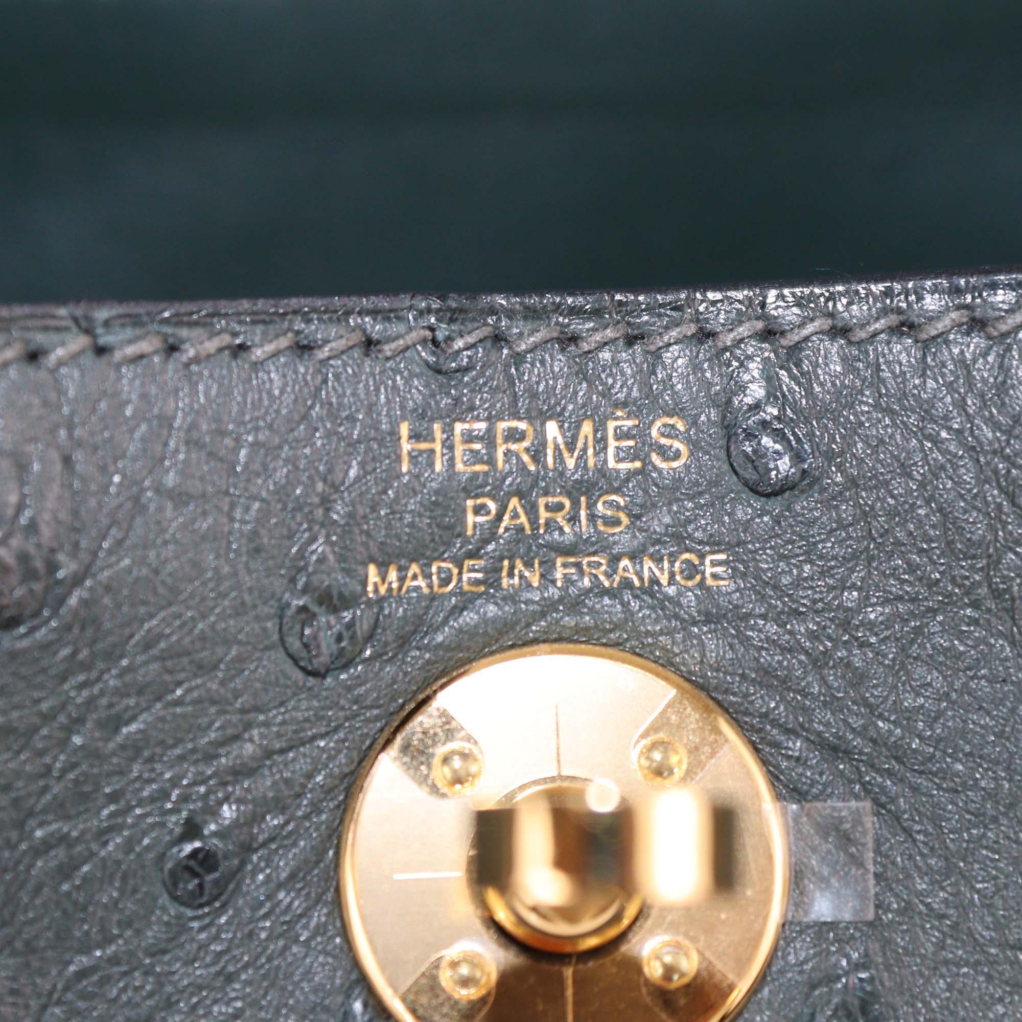 Hermes Vert Cypress Ostrich Mini Lndy Bag
