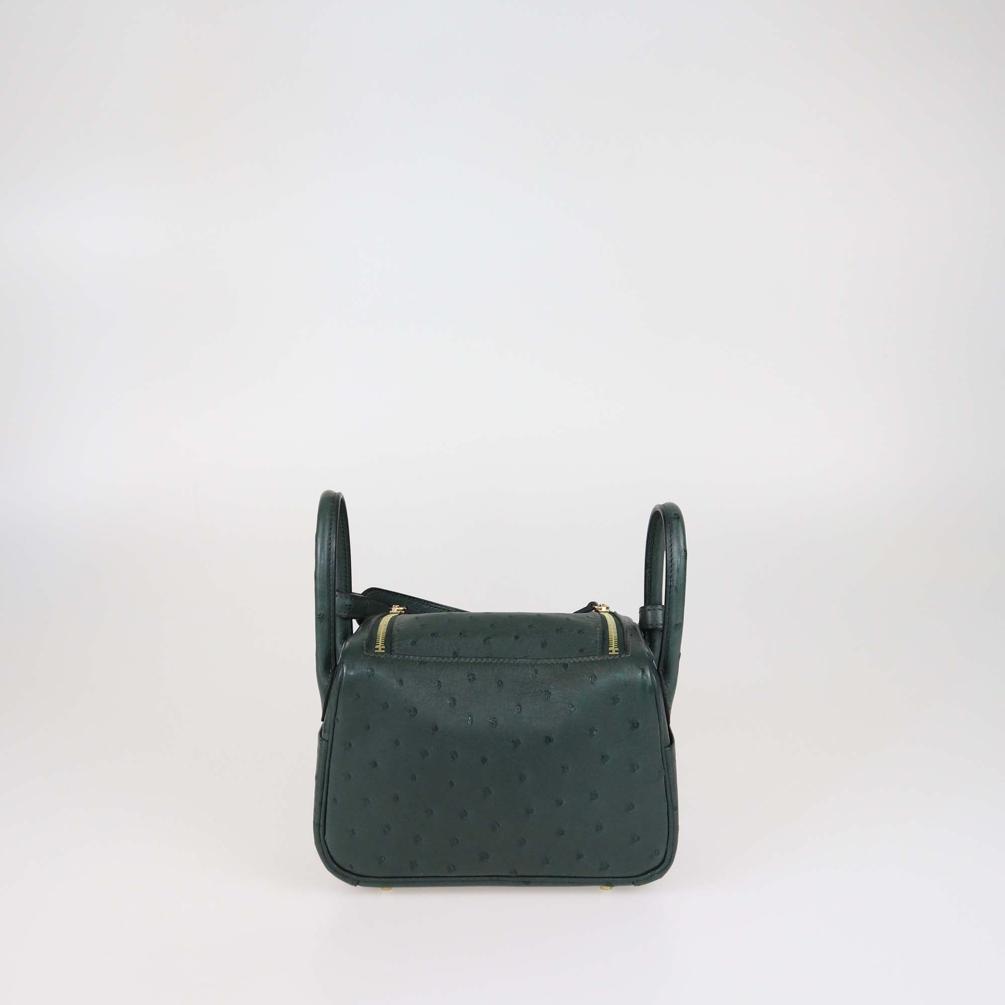 Hermes Vert Cypress Ostrich Mini Lndy Bag