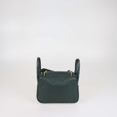 Hermes Vert Cypress Ostrich Mini Lndy Bag