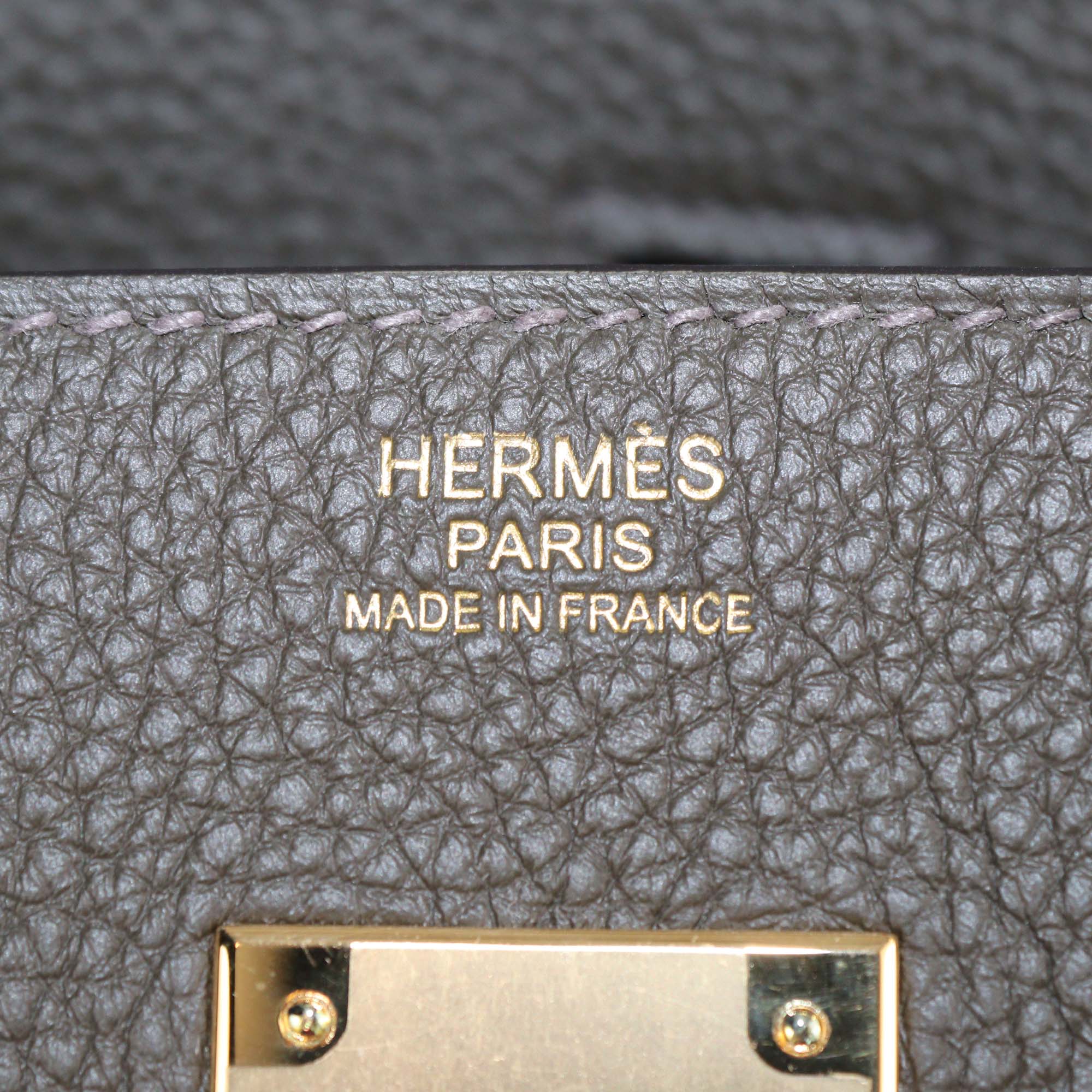Hermes Gris Meyer Togo Leather Gold Hardware Birkin 30 bag