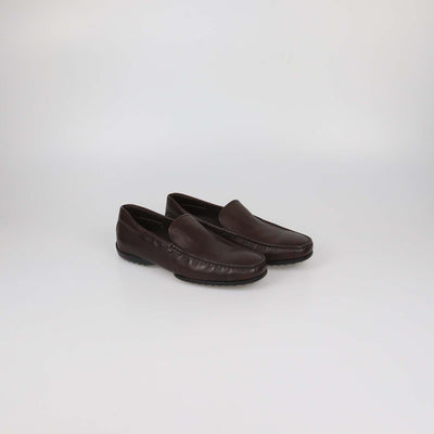 Tod's Dark Brown Leather Slip On Loafers