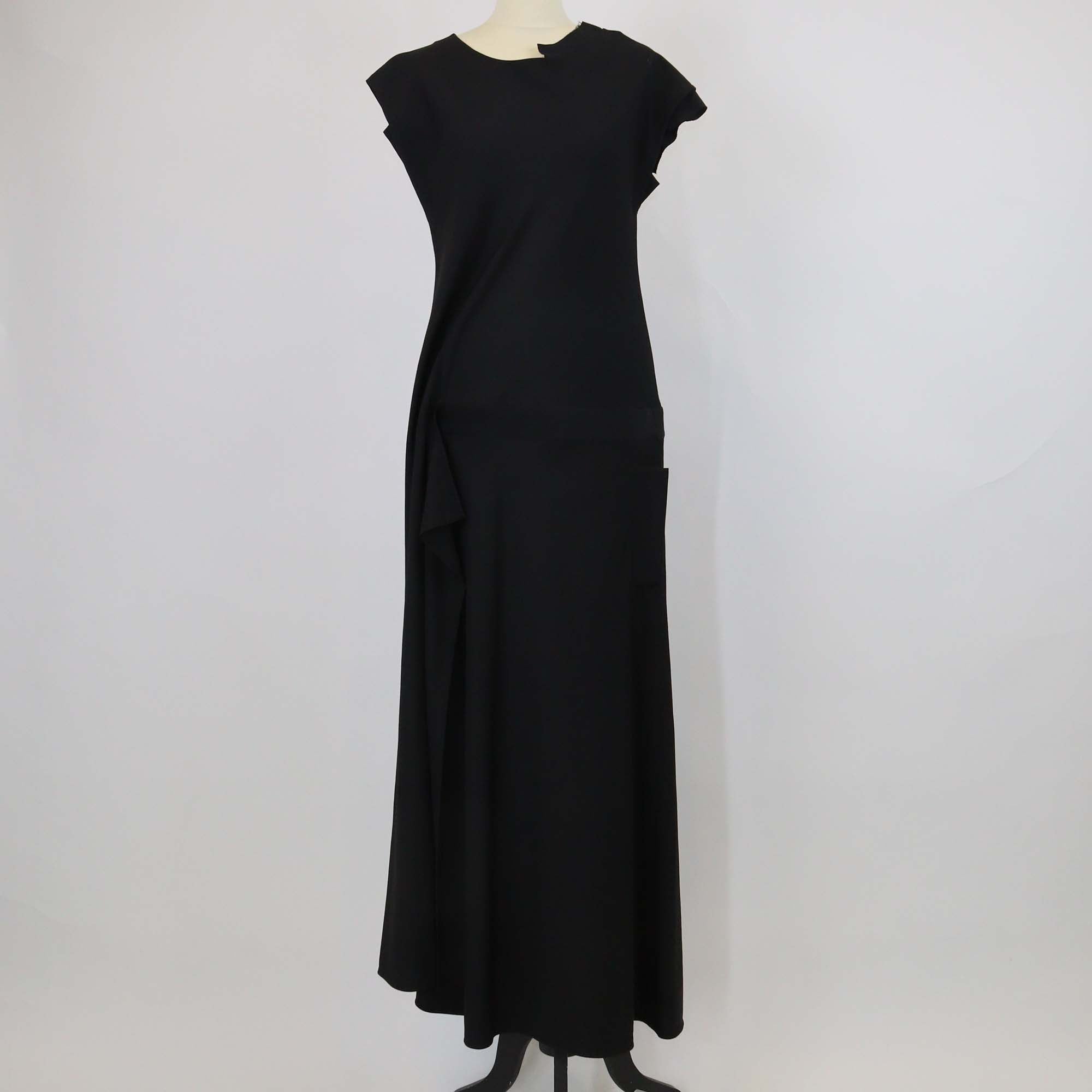 Y's Yohji Yamamoto Black Wool Sleeveless Maxi Dress