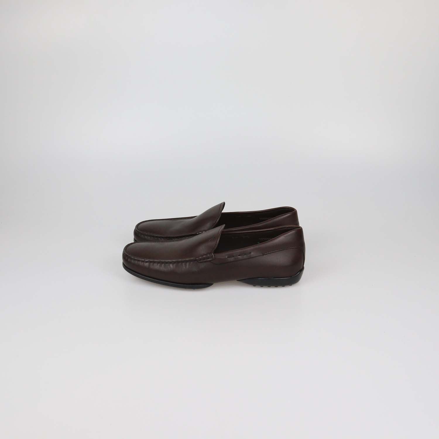 Tod's Dark Brown Leather Slip On Loafers