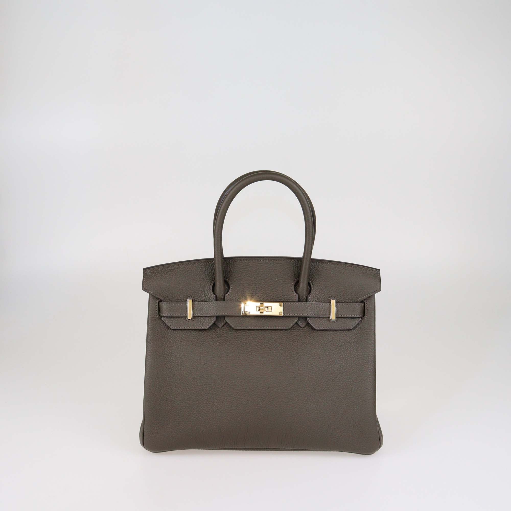 Hermes Gris Meyer Togo Leather Gold Hardware Birkin 30 bag