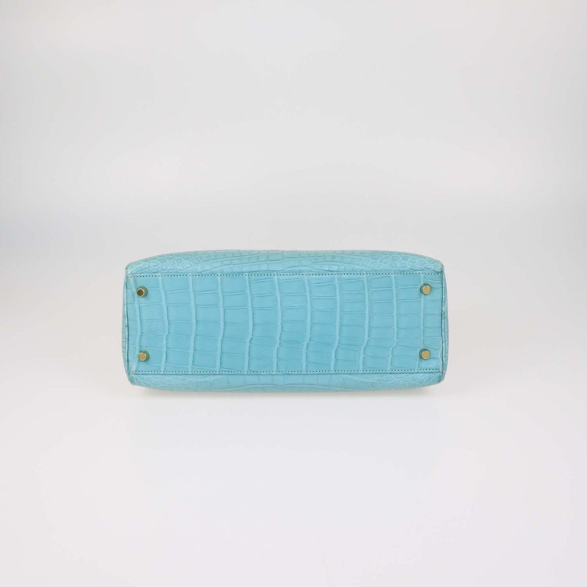 Hermes Blue Saint-Cyr Mississippi Alligator Gold Hardware Kelly 32 Bag