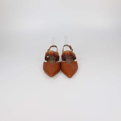 Malone Souliers Brown Leather Maisie Slingback Flats