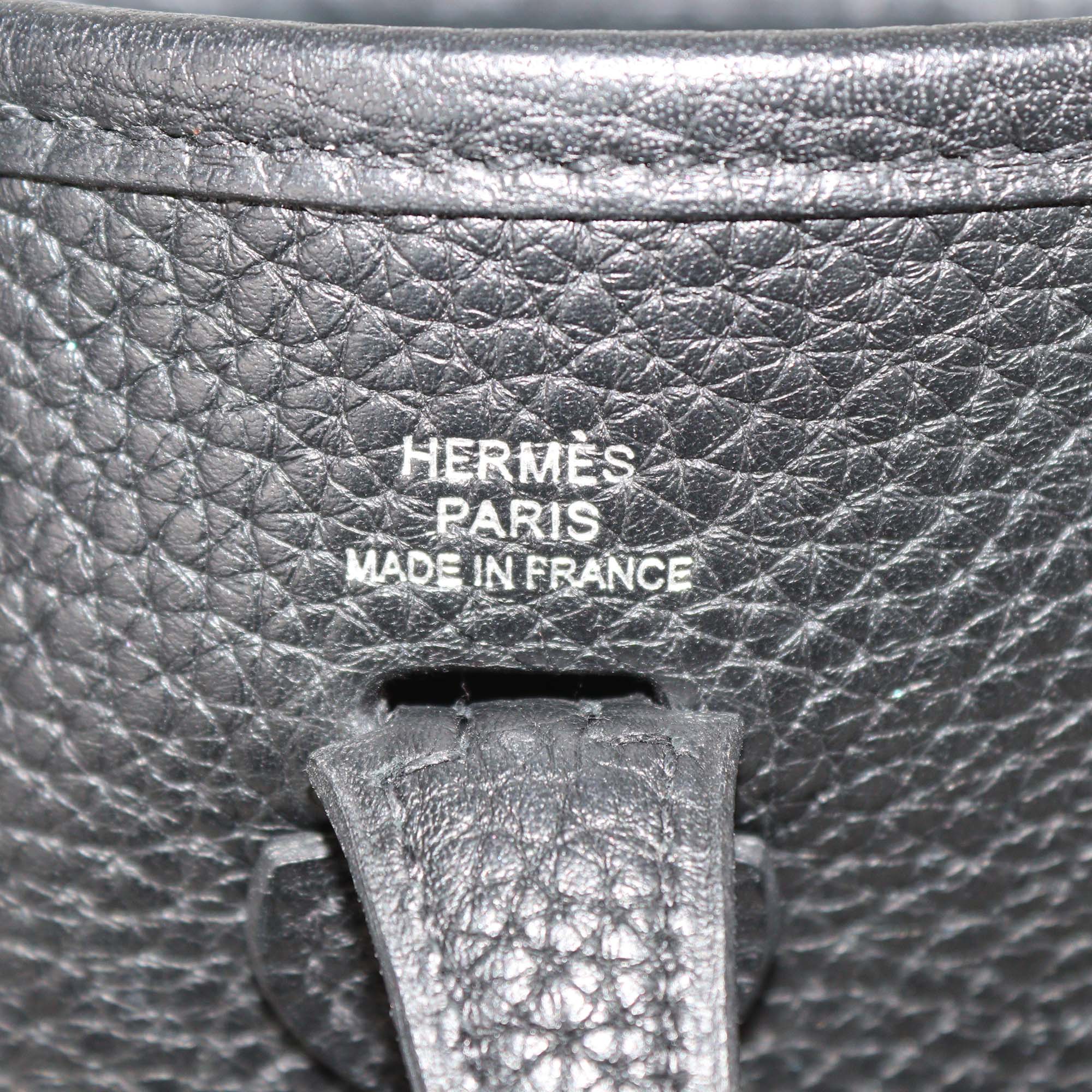 Hermes Black Clemence Leather Evelyne TPM Bag