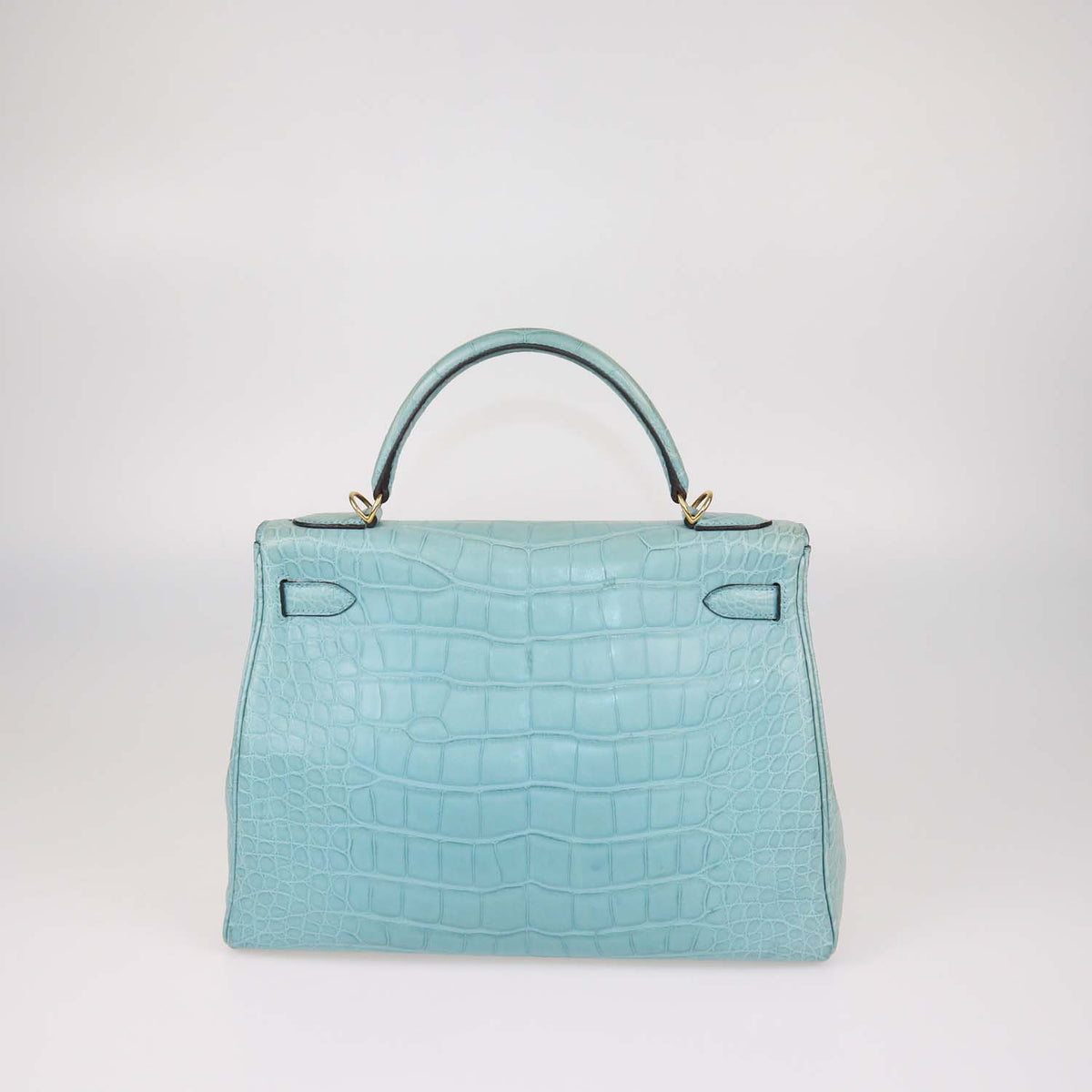 Hermes Blue Saint-Cyr Mississippi Alligator Gold Hardware Kelly 32 Bag