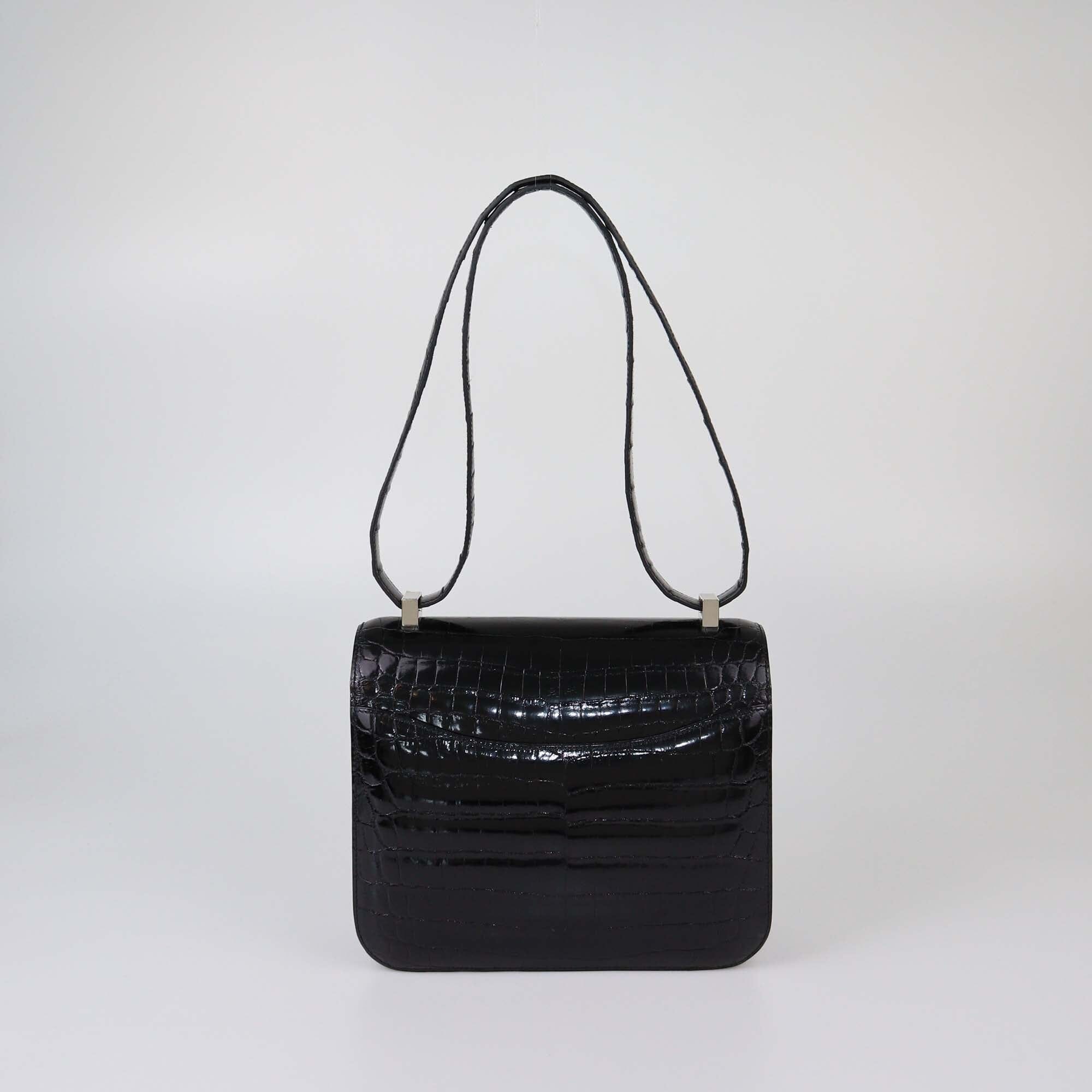 Hermes Black Shine Niloticus Crocodile Constance 24 Bag Womens Hermes 