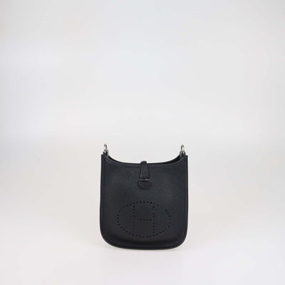 Hermes Black Clemence Leather Evelyne TPM Bag